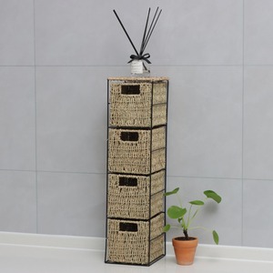 Ankara Wicker 4 Drawer Tower Storage Unit - Natural & Black by Home Source