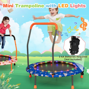 Kids Trampoline LED Lighting Exercise Rebounder - Blue by Costway