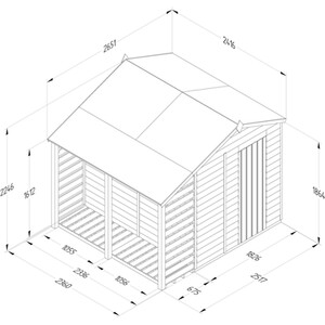 4LIFE 6x8 Apex Shed with Lean To by Forest Garden