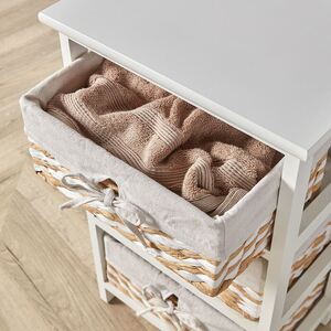 Home Source Norfolk 3 Wicker Basket Drawer Chest Storage Unit - White - White by Home Source