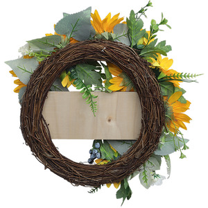 Welcome Sign for Front Door Shop Window Sunflower Wreaths - Yellow by Livingandhome