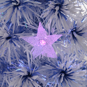 HOMCOM Artificial Fibre Optic Christmas Tree with 21 LEDs - White / 6ft by HOMCOM