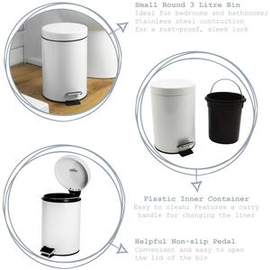Matt Round Stainless Steel Toilet Brush Bin Set - Matte Black by Harbour Housewares