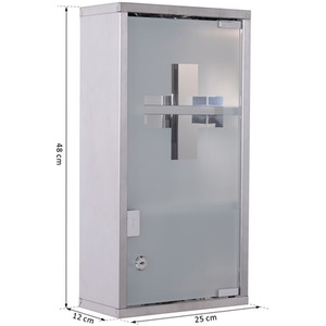 Stainless Steel Wall Mounted Medicine Cabinet - Silver by HOMCOM