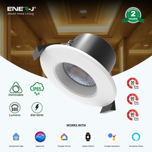 8W CCT Changeable Dimming Smart Fire Rated Downlight - Neutral by EnerJ Smart