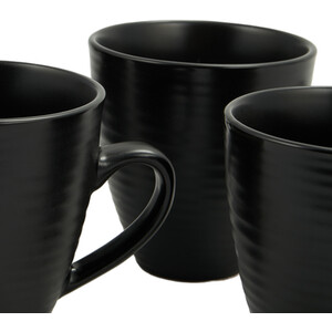 Set of 4 Nera Ribbed Mugs - Black