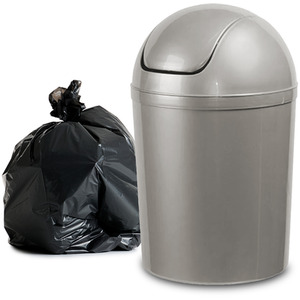 Compact Plastic Swing Top Waste Bin 5-15L - Silver / 5l by Home Centre