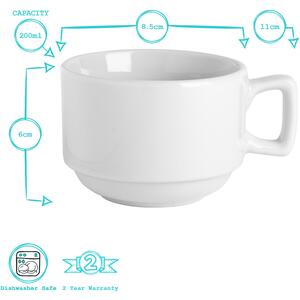 Classic White Stacking Teacup and Saucer Set - 200ml by Argon Tableware