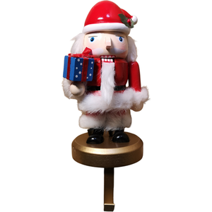 Wooden Christmas Santa Nutcracker Stocking Holder - Red by Samuel Alexander