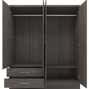 Nevada 4 Door 2 Drawer Mirrored Wardrobe Bedroom Set - Black Wood Grain by Seconique