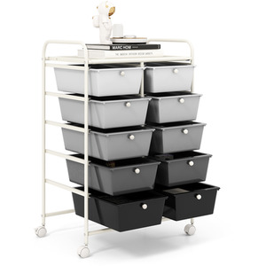 10-Drawer Storage Cart Rolling Cart - Dark Gradient by Costway
