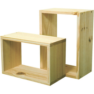set of two wall cubes, unfinished - Natural Pine by Core Products Ltd
