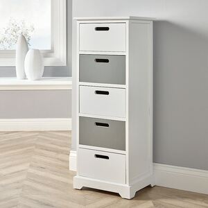 Home Source Ullswater 5 Drawer Chest Storage Unit - WhiteGrey - White by Home Source