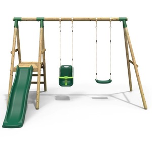 Wooden Swing Set with Slide by Rebo
