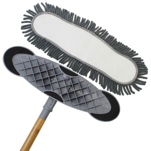 Natural Bamboo and Chenille Flat Floor Mop - Neutral by JVL