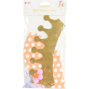 Pack of 8 Pastel Party Paper Hats and Crowns - Multicolour by My Party