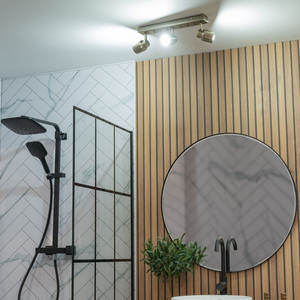 Benton IP44 Bathroom 3 Way Bar Ceiling Spotlight and Warm LED Bulbs - Brass by ValueLights