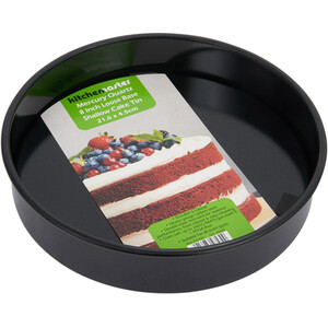 Mercury Quartz 8 Inch Loose Base Shallow Cake Tin - Black by Kitchen Master