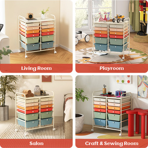 12 Drawer Rolling Storage Cart - Beige by Costway