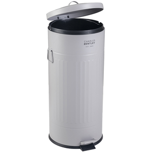 30L Retro Steel Kitchen Pedal Bin - Light Grey / Matt by Charles Bentley