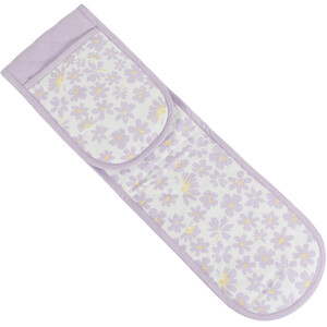 Lilac Daisy Double Oven Glove - White and Lilac