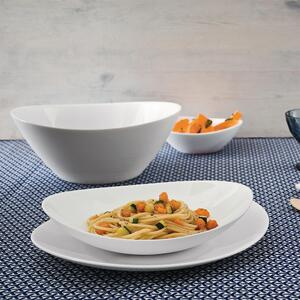 Prometeo Oval Glass Salad Bowls 25cm White Pack of 6 - White by Bormioli Rocco