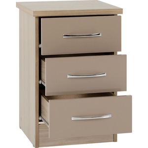 Nevada 3 Door 2 Drawer Mirrored Wardrobe Bedroom Set - Oyster, Light Oak by Seconique