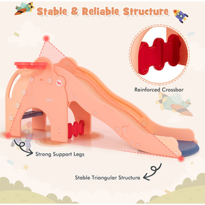4-in-1 Kids Play Slide Toddler Slide Toy Set - Pink by Costway