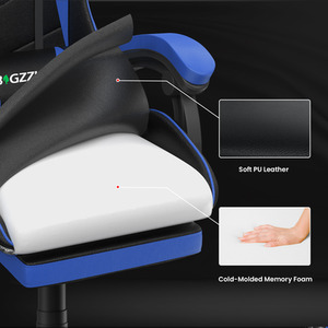 Gaming Chair with Foot-rest - Black and Blue