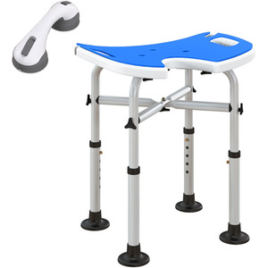 HOMCOM Adjustable Shower Stool with Grab Rail Padded Seat by HOMCOM