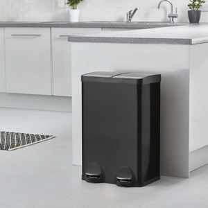 60L Dual Recycle Recycling Pedal Bin - Black by Cooks Professional