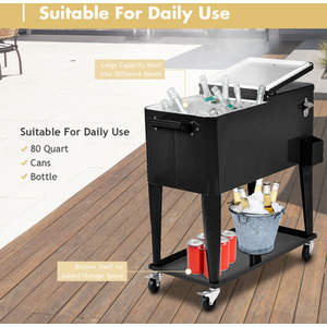 76L Rolling Cooler Cart - Black by Costway