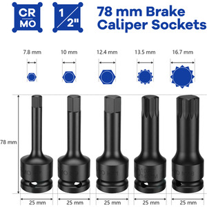 16pcs Impact Brake Caliper Socket Set - Blue by Costway
