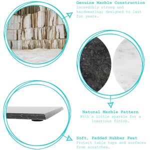 6x Rectangle Marble Placemats - 30cm x 20cm - White by Argon Tableware