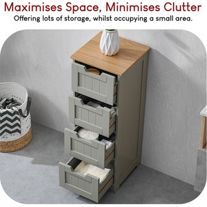 Priano 4 Drawer Freestanding Unit - Grey by Vida Designs