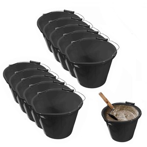 Plastic Builders Bucket With Handle Large 3 Gallon Mixing Car Cleaning - Black / 4.5kg by Shop4allsorts
