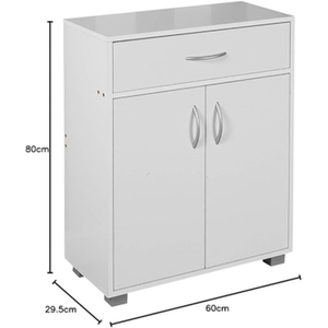 Small 2 Door 1 Drawer Hallway Living Room Sideboard Wooden Storage Cabinet Unit - White by URBNLIVING