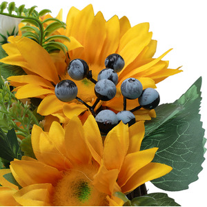 Artificial Sunflower Wreath Hanging Decoration - Yellow by Livingandhome