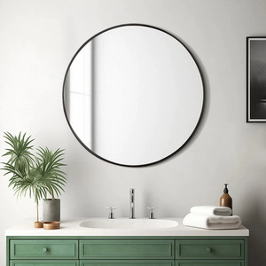 Round Bathroom Wall Mirror - Black / 70cm / 1.8kg by lifeideas