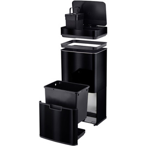 75L Recycling Sensor Bin with 3 Compartments and Food Caddy - Black / Brushed by Cooks Professional
