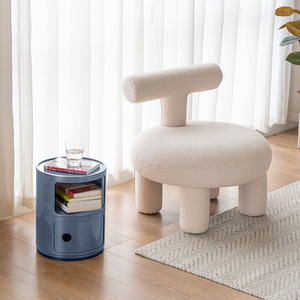 Round Beside Table Filling Cabinet Chest Unit Stockable - Grey / 2 by Livingandhome