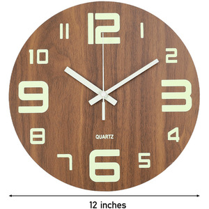 Luminous Silent Thin-Profile Wall Clock - Brown by Livingandhome