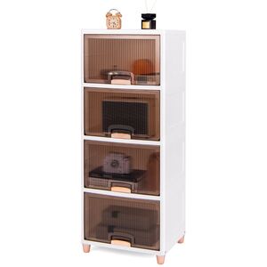 4-Tier Stackable Storage Boxes - White by Costway