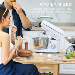 HOMCOM Stand Mixer 5L Food Mixer for Baking 6 Speeds and Pulse Setting - White by HOMCOM