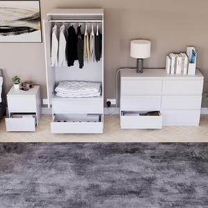 Denver Bedroom Set (2 Drawer Bedside, 6 Drawer Chest, 2 Door 2 Drawer Wardrobe) by Vida Designs