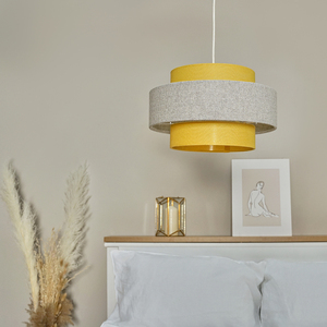 Mustard And Grey Herringbone Modern Ceiling Pendant Light Shade - Yellow by ValueLights
