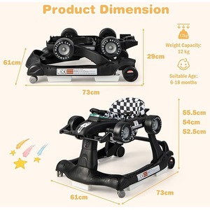 4-in-1 Foldable Activity Walker - Black by Costway