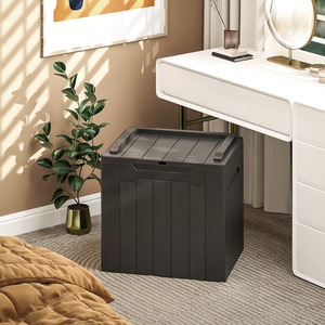 HOMCOM 107 L Plastic Storage Chest with Lock Hole Handles by HOMCOM