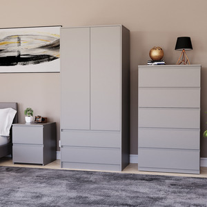 Denver Bedroom Set (2 Drawer Bedside, 5 Drawer Chest, 2 Door 2 Drawer Wardrobe) by Vida Designs