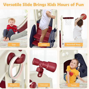 6-In-1 Toddler Climber Slide Playset - Blue & White by Costway